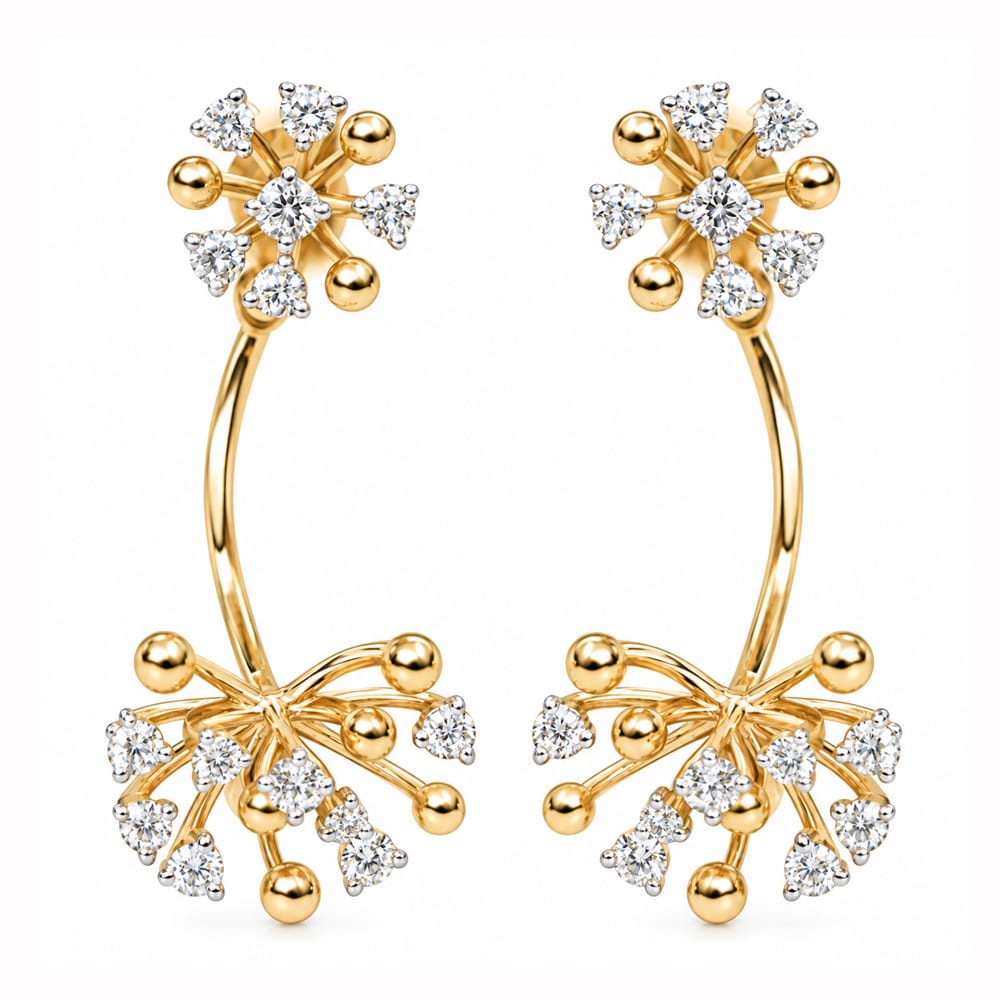 Floral Radiance Diamond Drop Earrings