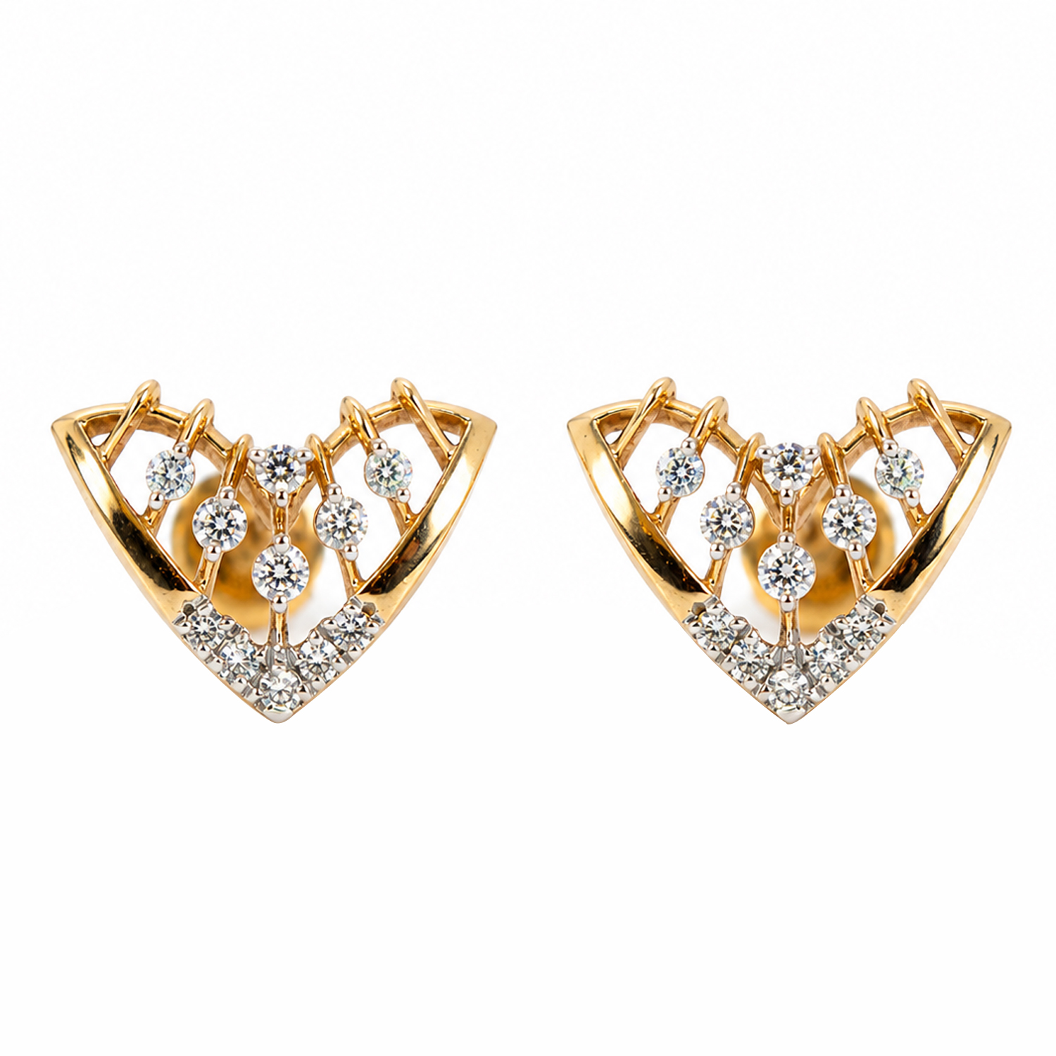 Golden Diamond Geometric Earrings