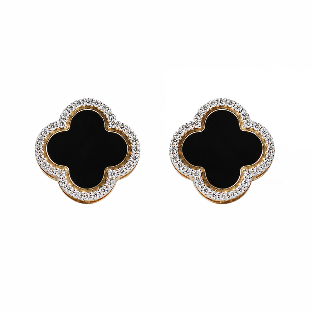Diamond Clover Stud Earrings