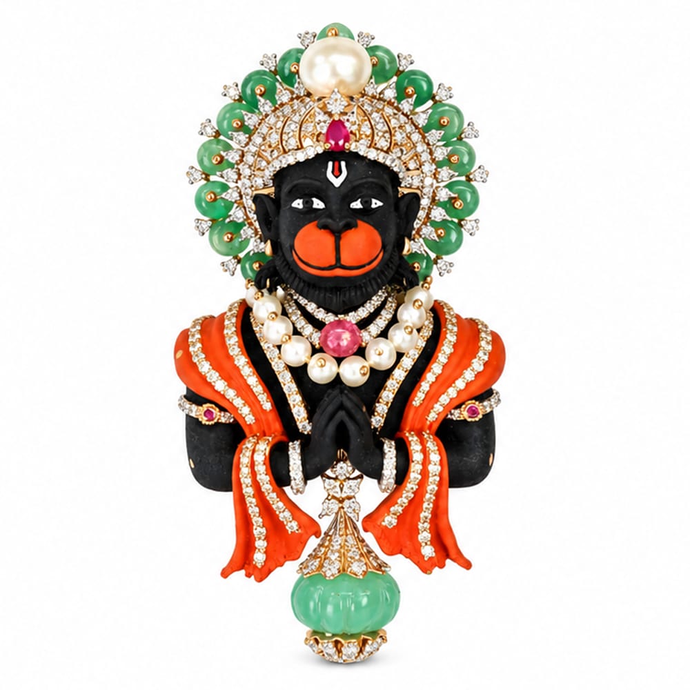 Divine Royal Hanuman Ji Diamond Pendant