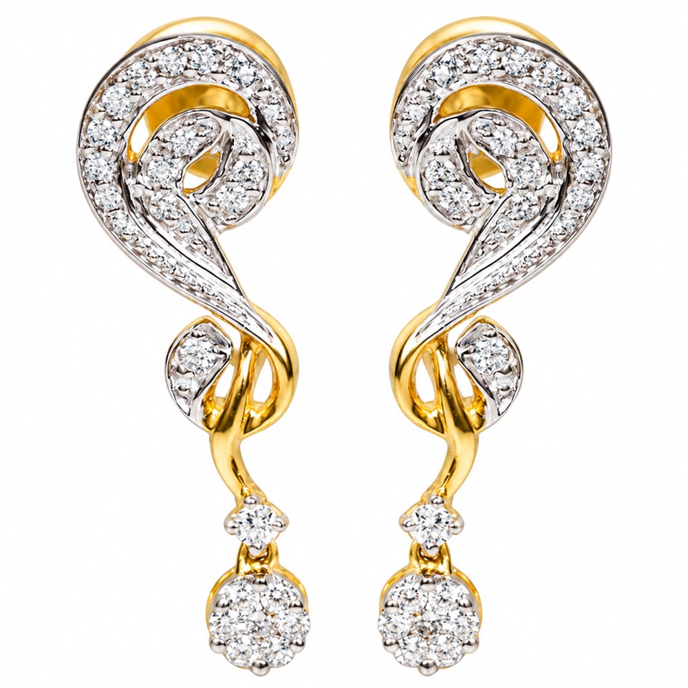 Royal Swirl Elegance Diamond Drop Earrings