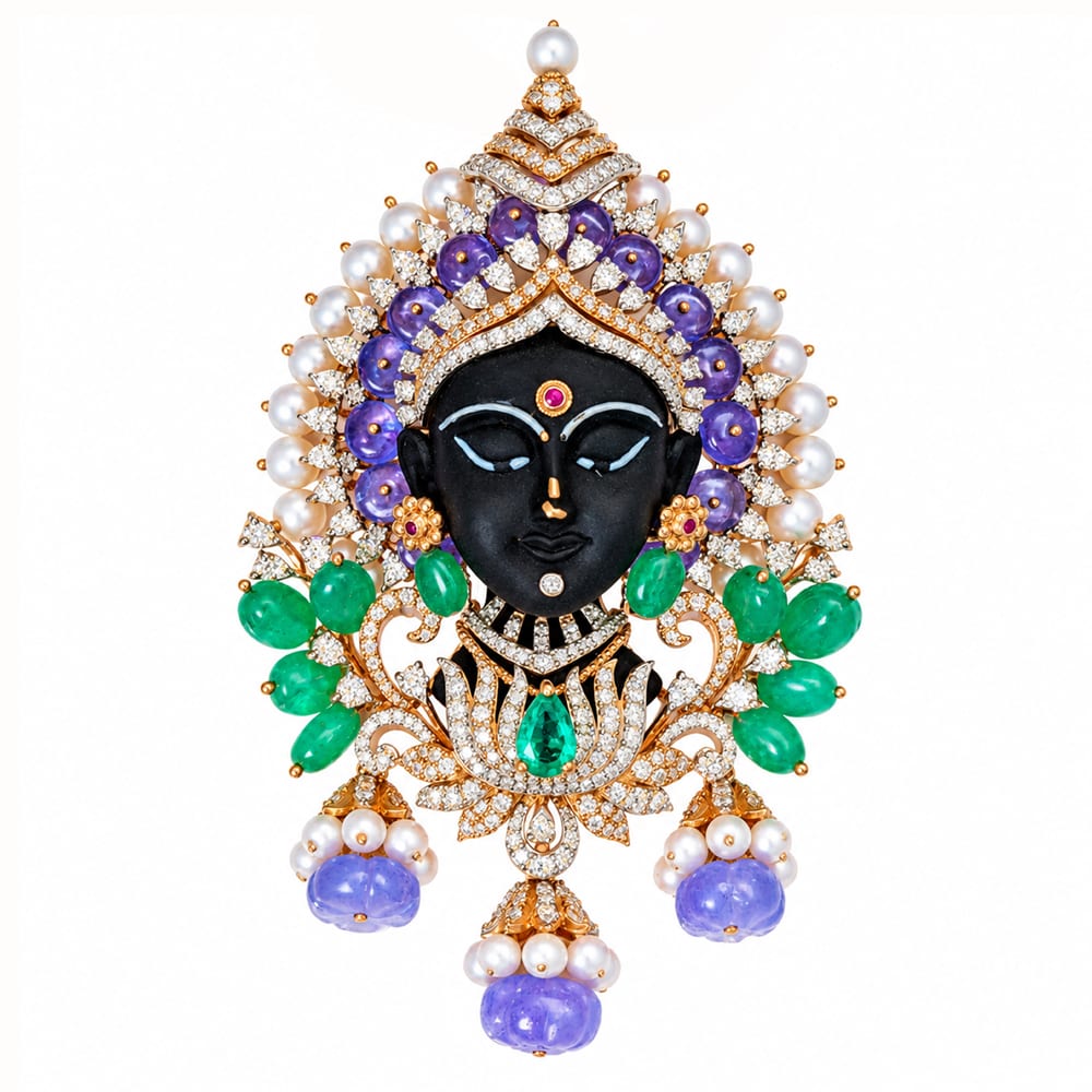 Elegant Divine Krishna Multicolor Diamond Pendant