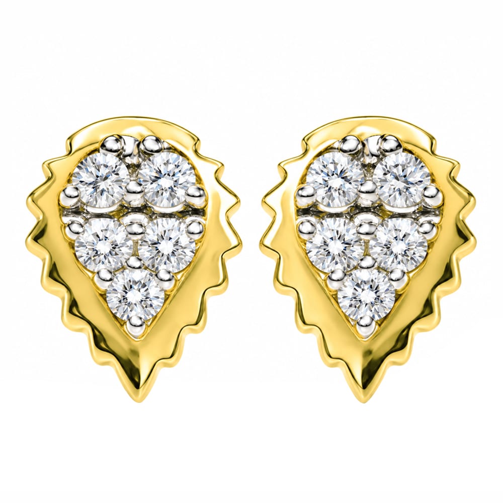 Radiant Leaf Sparkle Diamond Stud Earrings