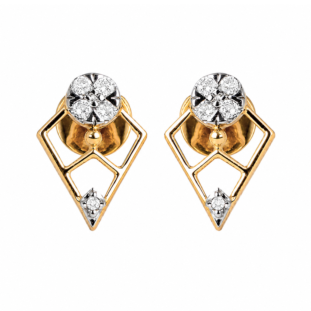 Diamond Geometric Floral Drop Earrings