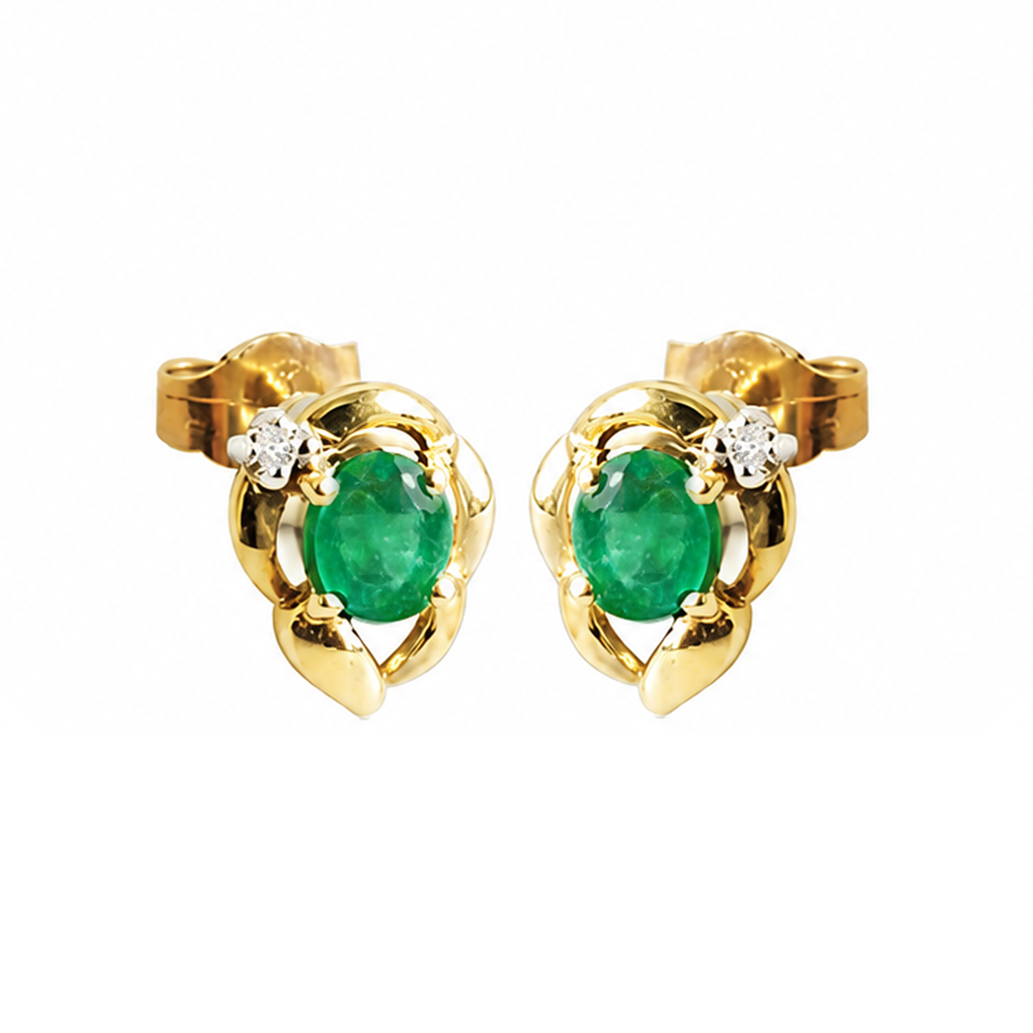 Elegant & Diamond Gold Stud Earrings
