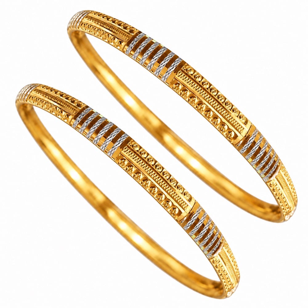 Two-Tone CNC Machine-Cut Gold Bangle