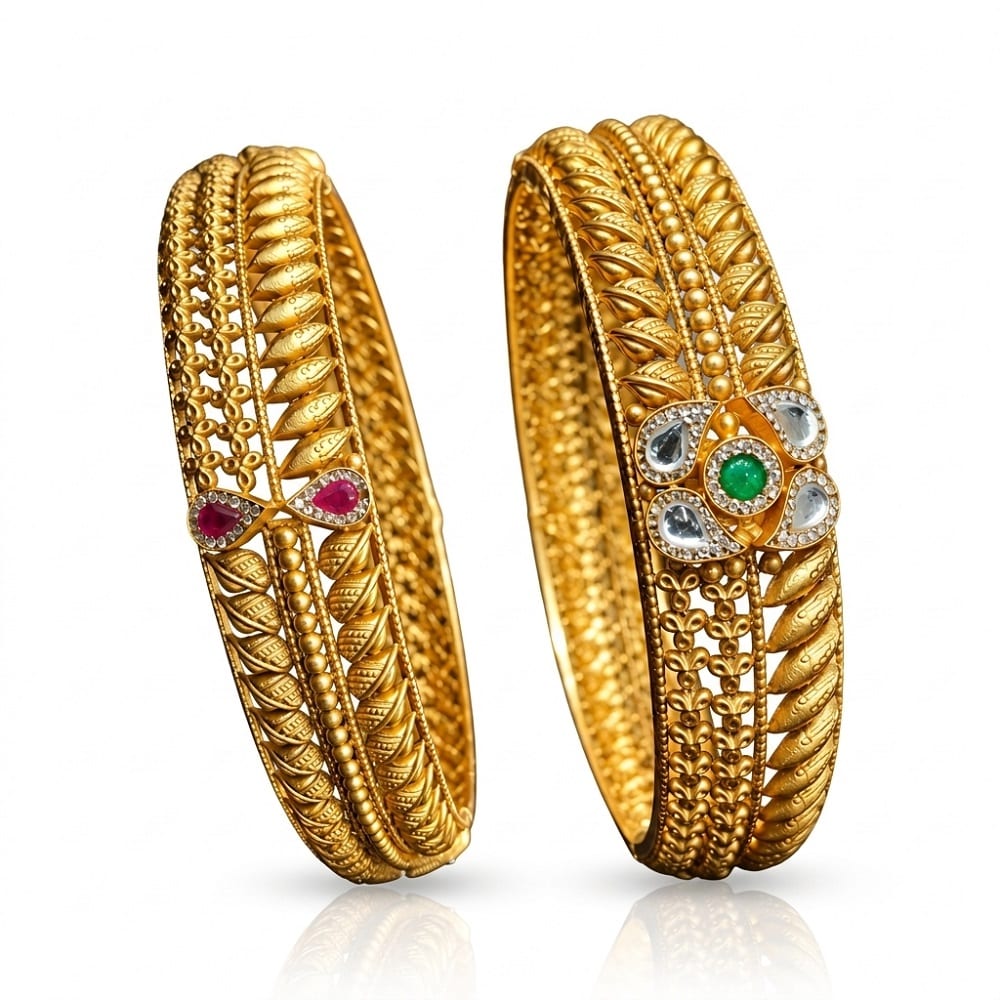 GOLD BANGLE-GOLD KADA 22KT-3GOLD 22KTY-ANTIQUE-19