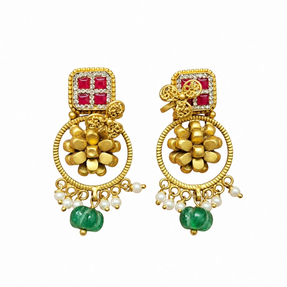 Royal Blossom Antique Gold Earrings