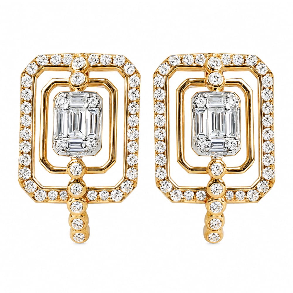 Elegant Rectangular Diamond Earrings