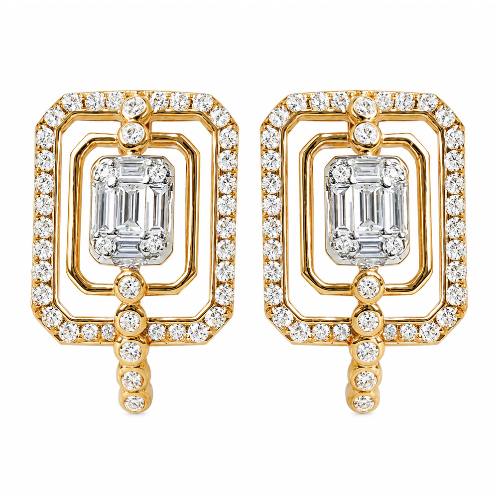 Elegant Rectangular Diamond Earrings