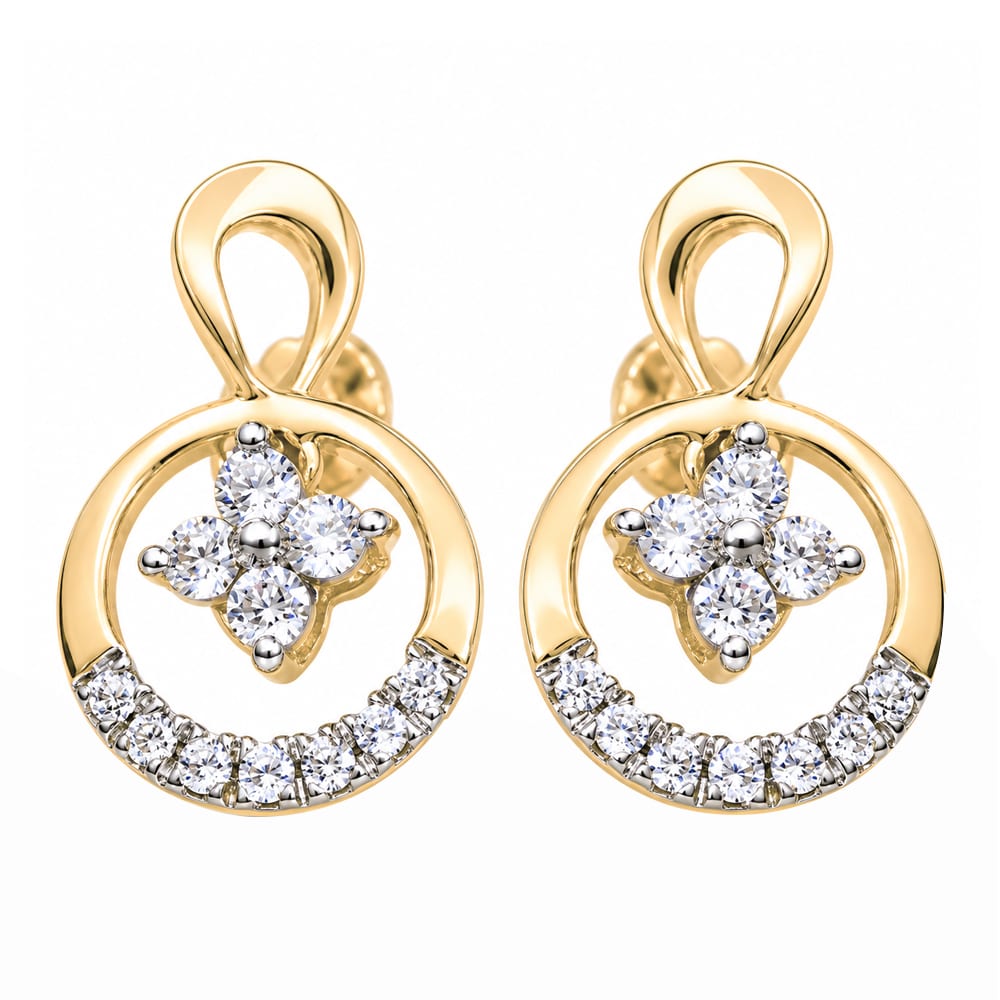 Elegant Sparkling Floral Diamond Stud Earrings