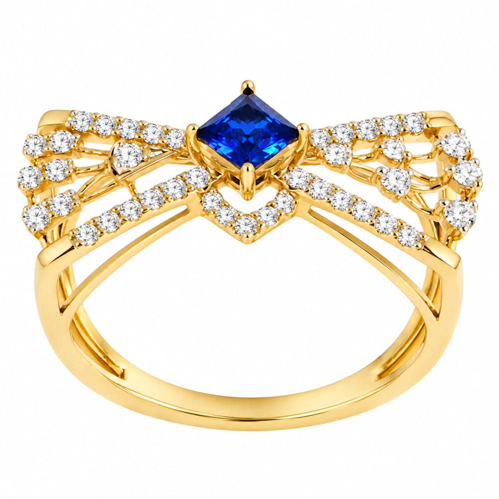 Royal Bow Sapphire Diamond Ring