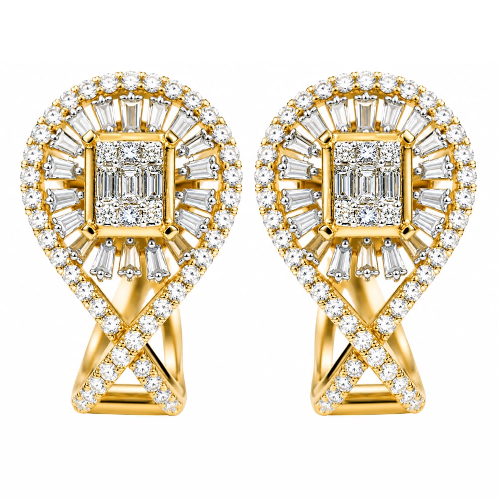 Royal Radiance Geometric Diamond Earrings