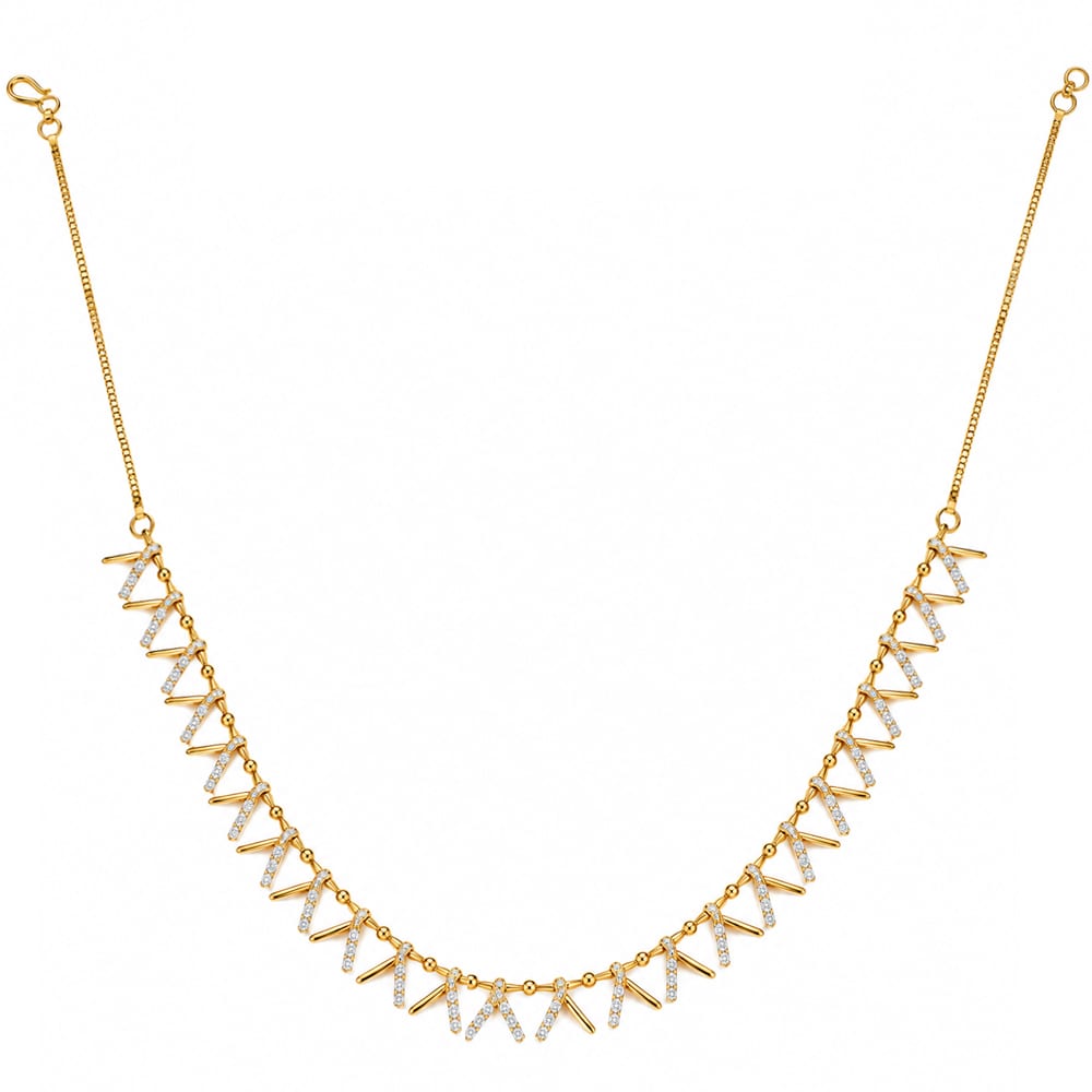 Elegant V-Shaped Diamond Gold Necklace