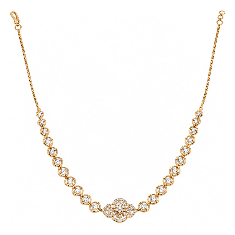 Royal Floral Sparkle Diamond Link Necklace