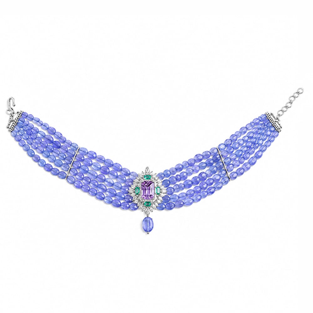 Royal Lavender Elegance Diamond Necklace