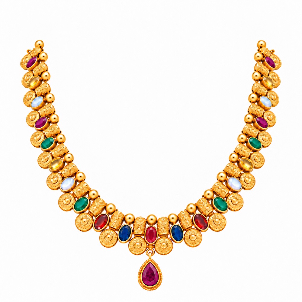 Hyderabadi Multicolor Gold Necklace