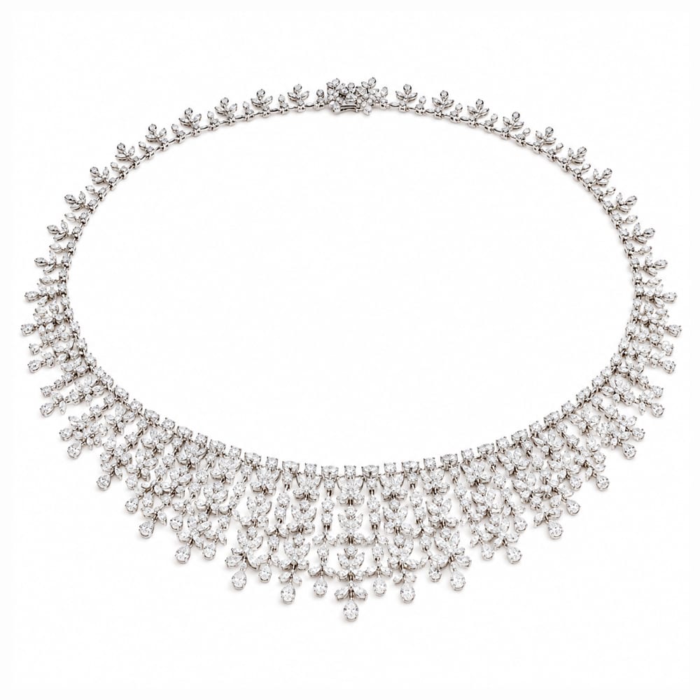 Royal Cascade Floral Diamond Necklace