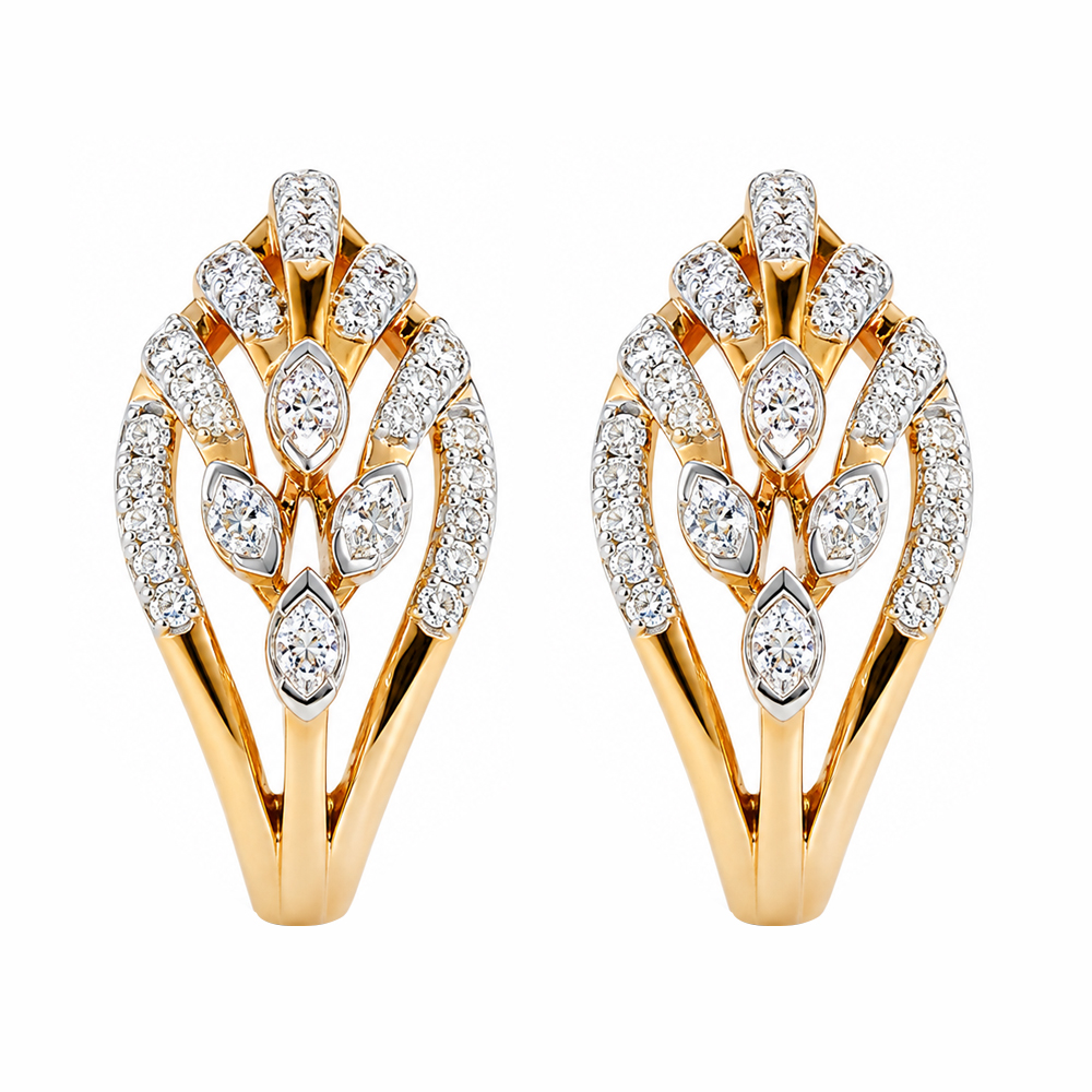 Elegant Diamond Floral Drop Earrings
