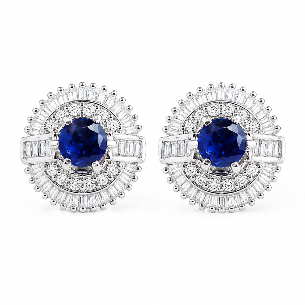 Elegant Royal Blue Diamond Earrings