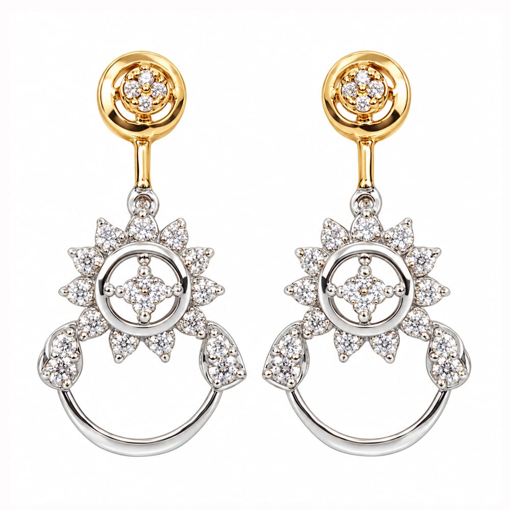 Luxurious Royal Floral Radiance Diamond Earrings