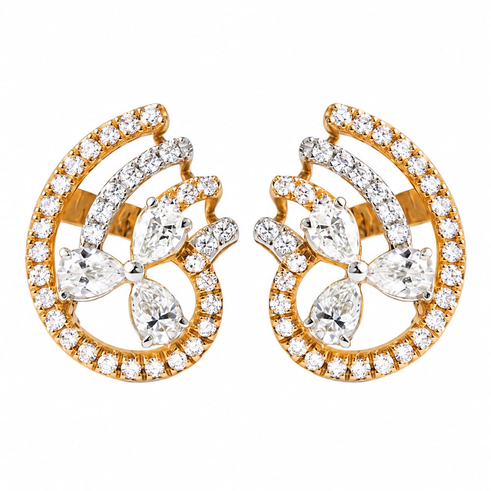 Royal Radiance Floral Swirl Diamond Earrings