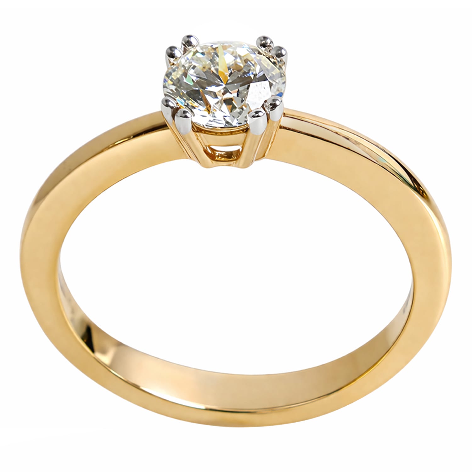 Solitaire Crown Yellow Gold Diamond Ring