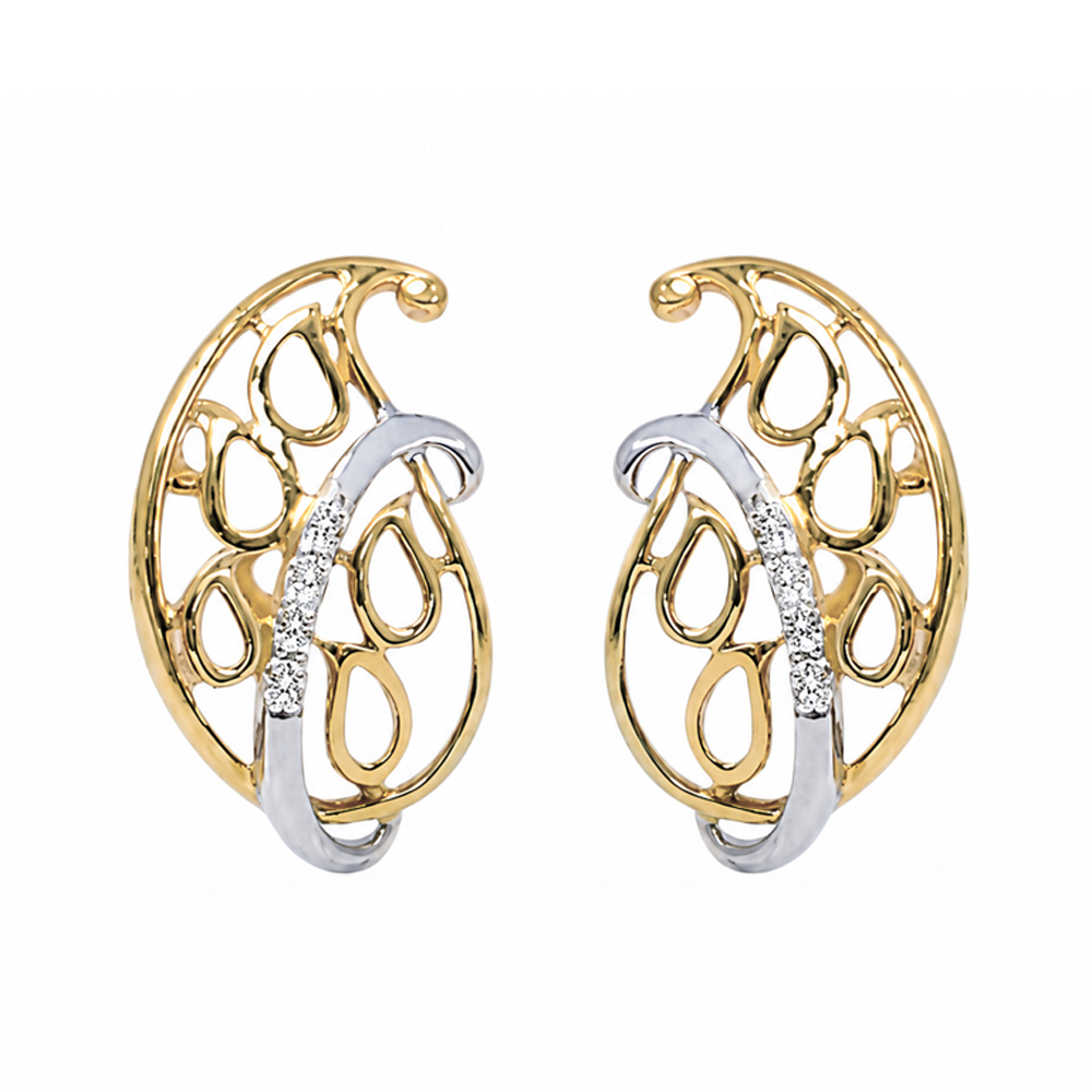 Elegant Diamond Leaf Earrings