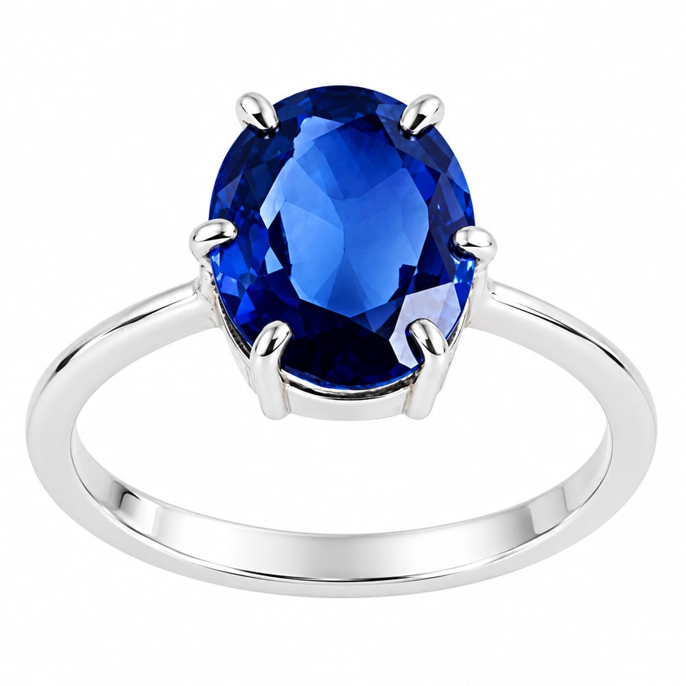Classic Graceful Oval Blue Diamond Ring