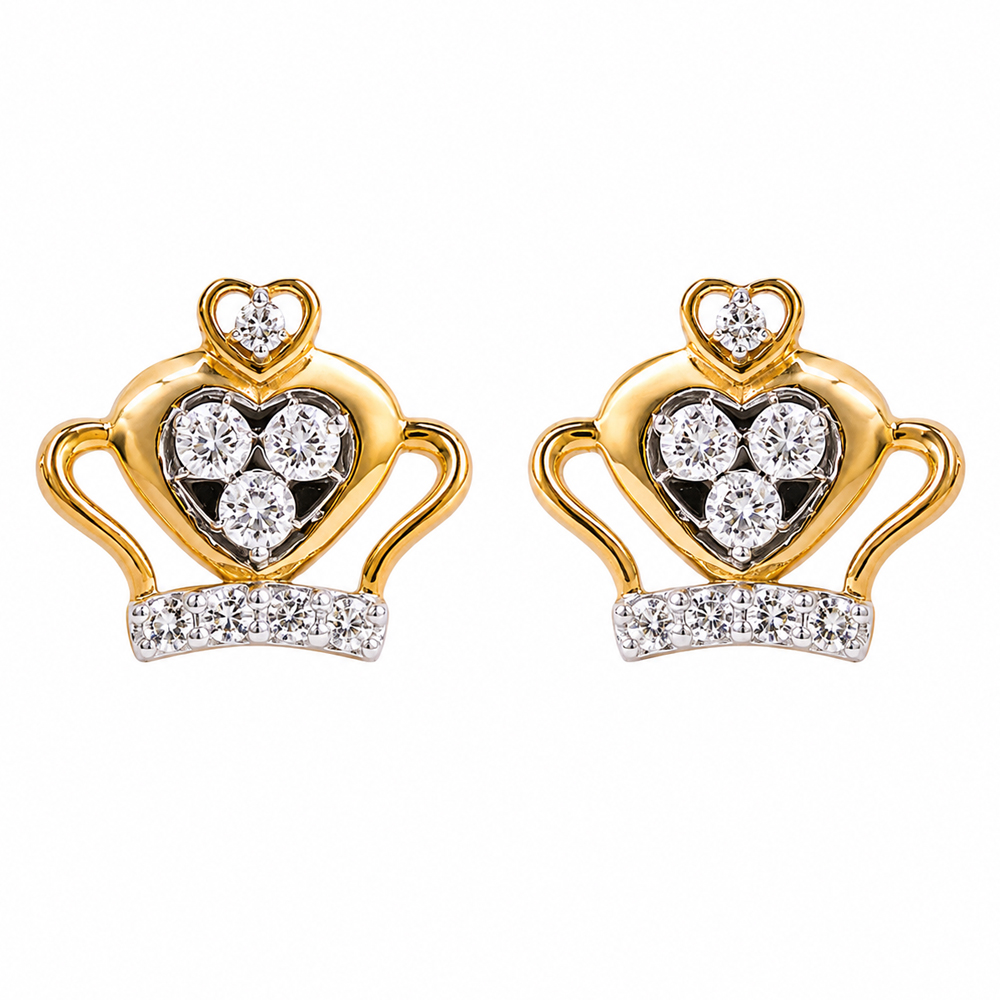 Royal Heart Crown Diamond Earrings