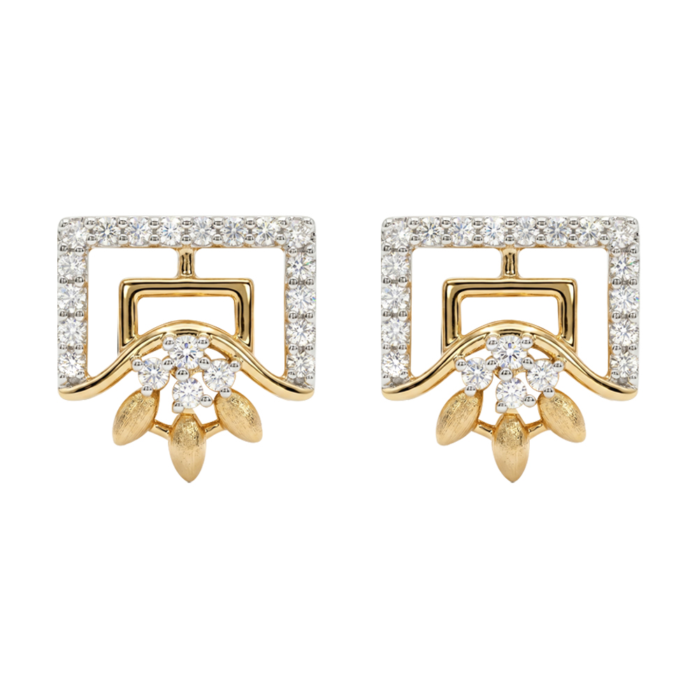 Diamond Floral Drop Earrings