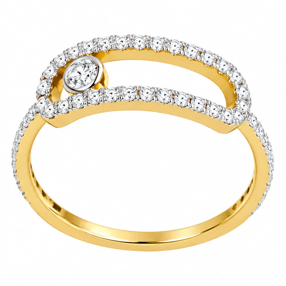 Modern Curved Open Loop Diamond Ring