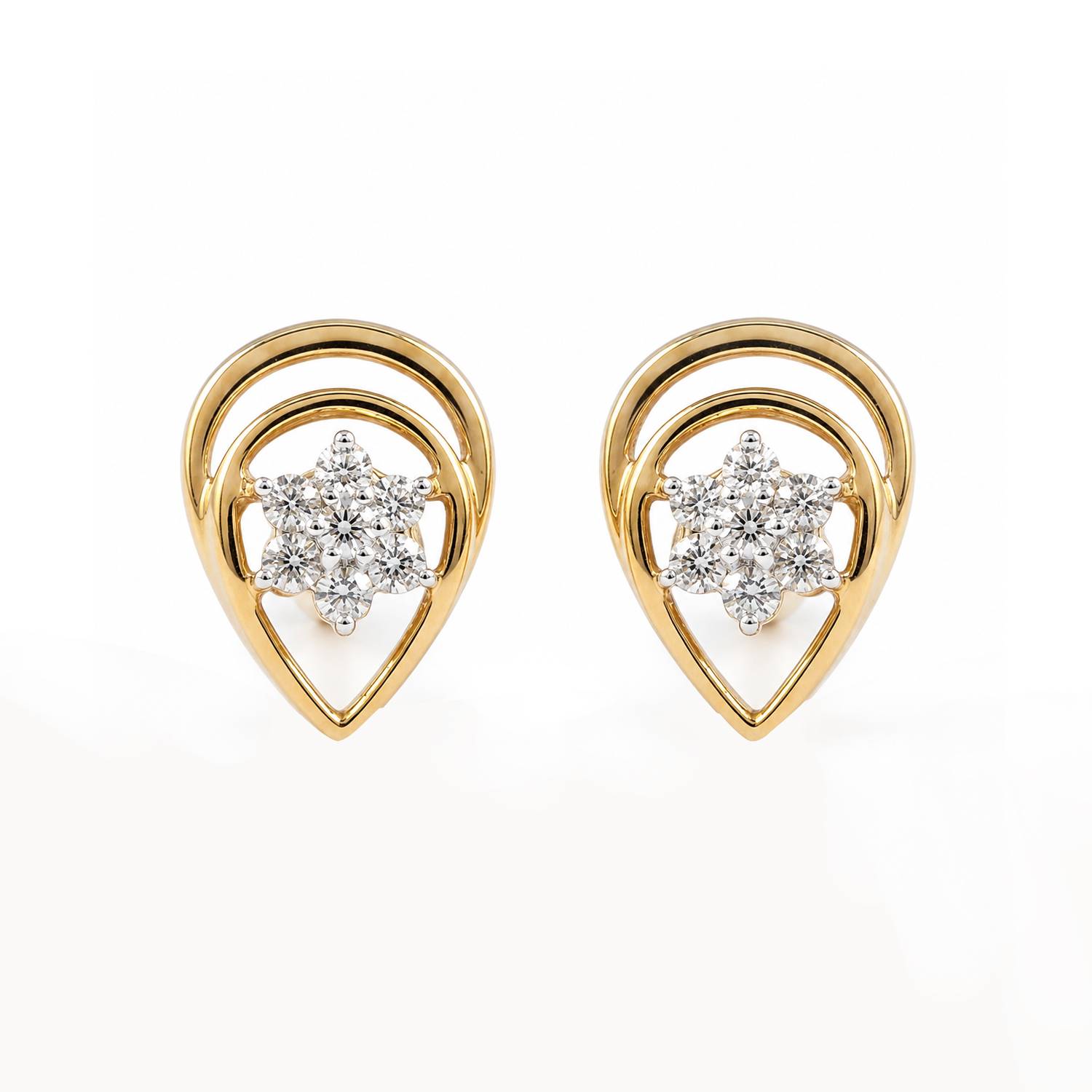 Floral Teardrop Diamond Earrings