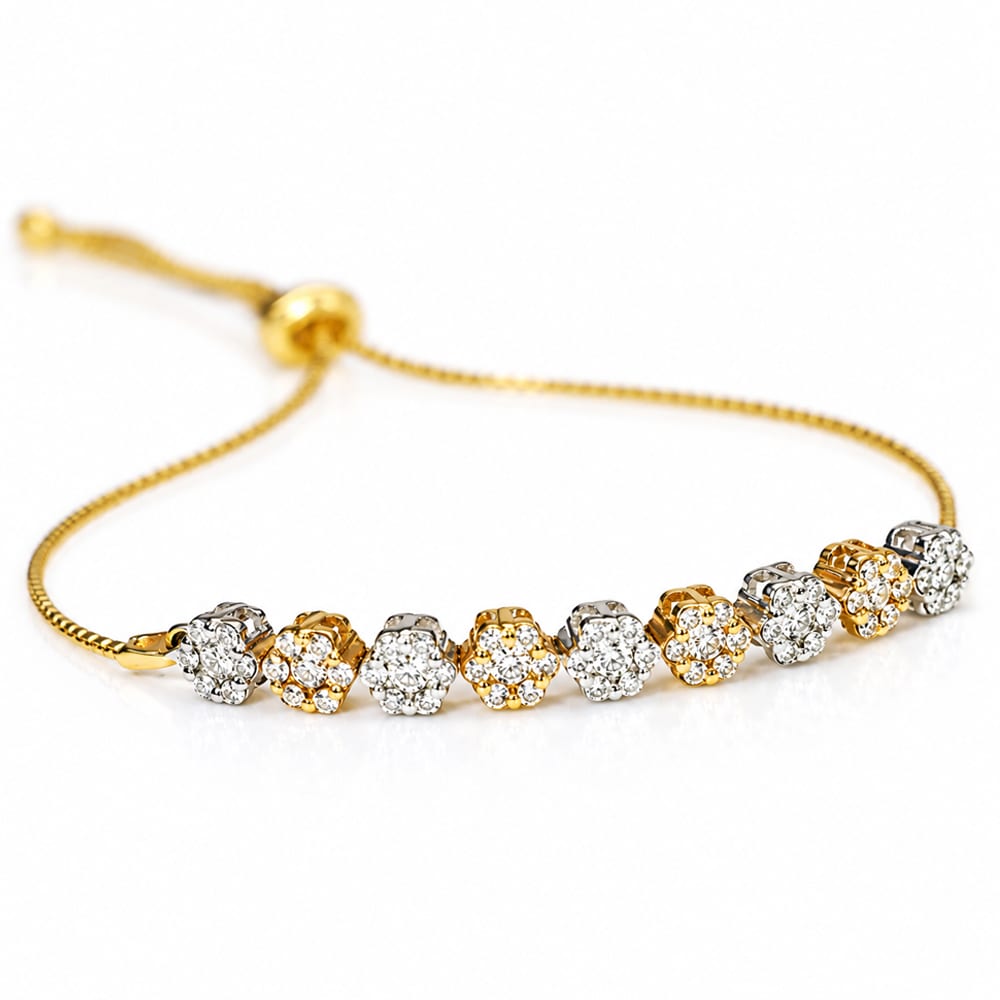 Elegant Royal Sparkle Floral Cluster Diamond Loose Bracelet