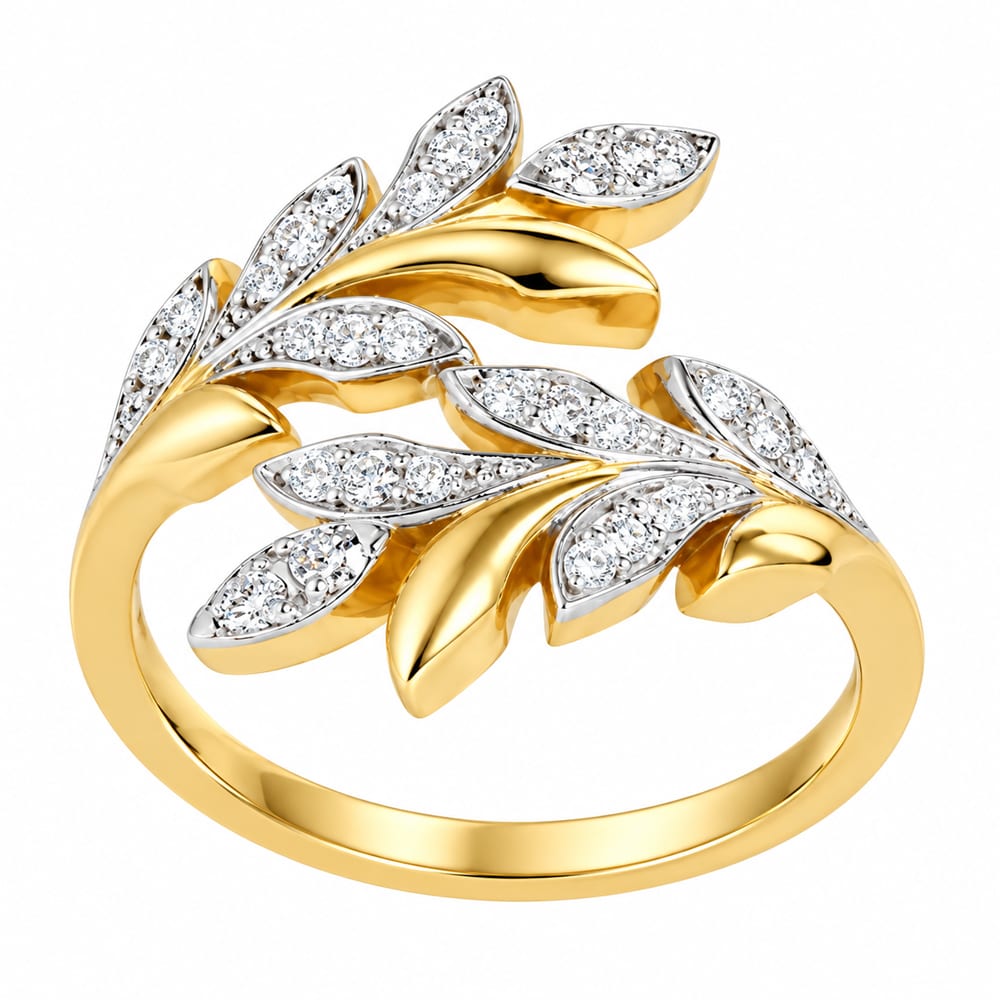 Golden Leaf Cluster Diamond Ring