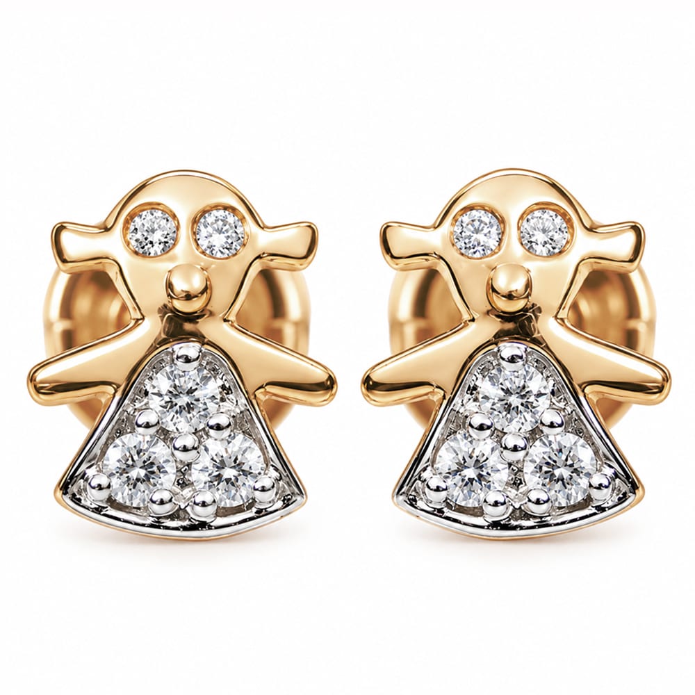 Little Princess Sparkling Diamond Stud Earrings