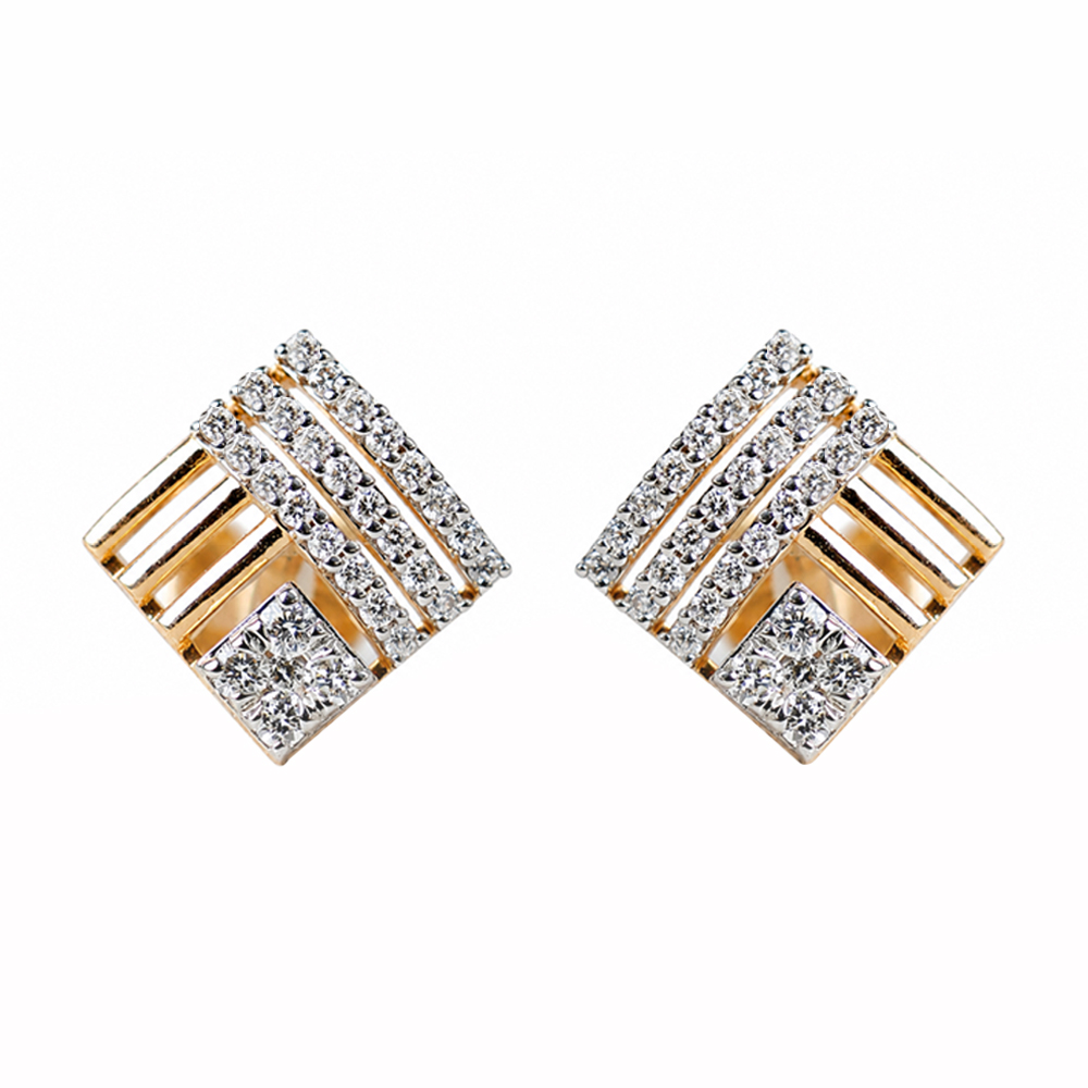 Diamond Multi-Row Geometric Earrings
