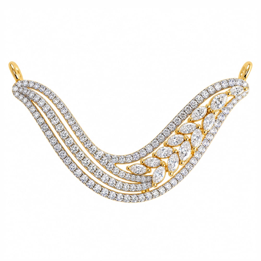 Elegant Leaf Cascade Tanmania Diamond Pendant