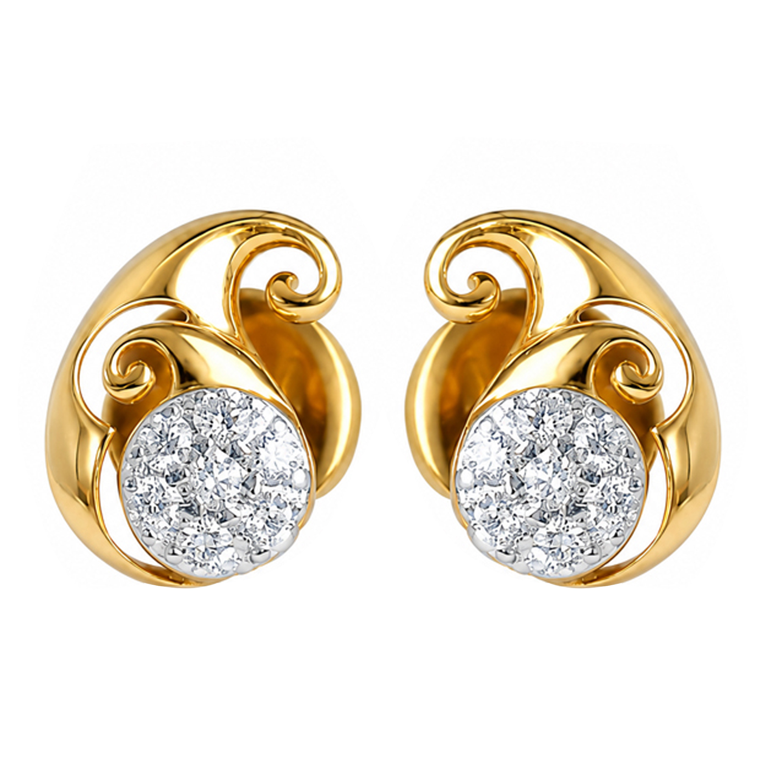 Golden Swirl Diamond Earrings