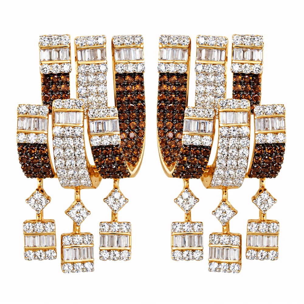 Trendy & Fashionable Royal Chocolate Sparkle Geometric Diamond Earrings