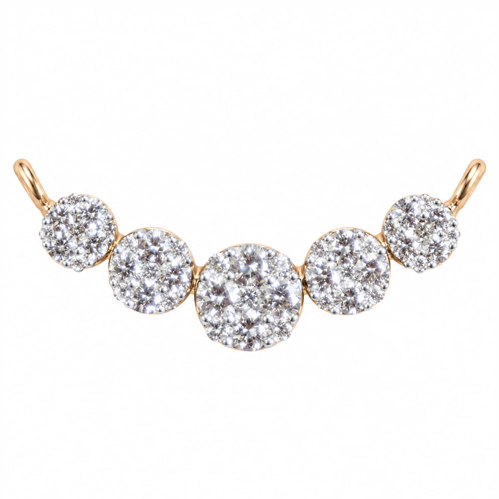 Stylish Radiant Five-Floral Cluster Tanmania Diamond Pendant