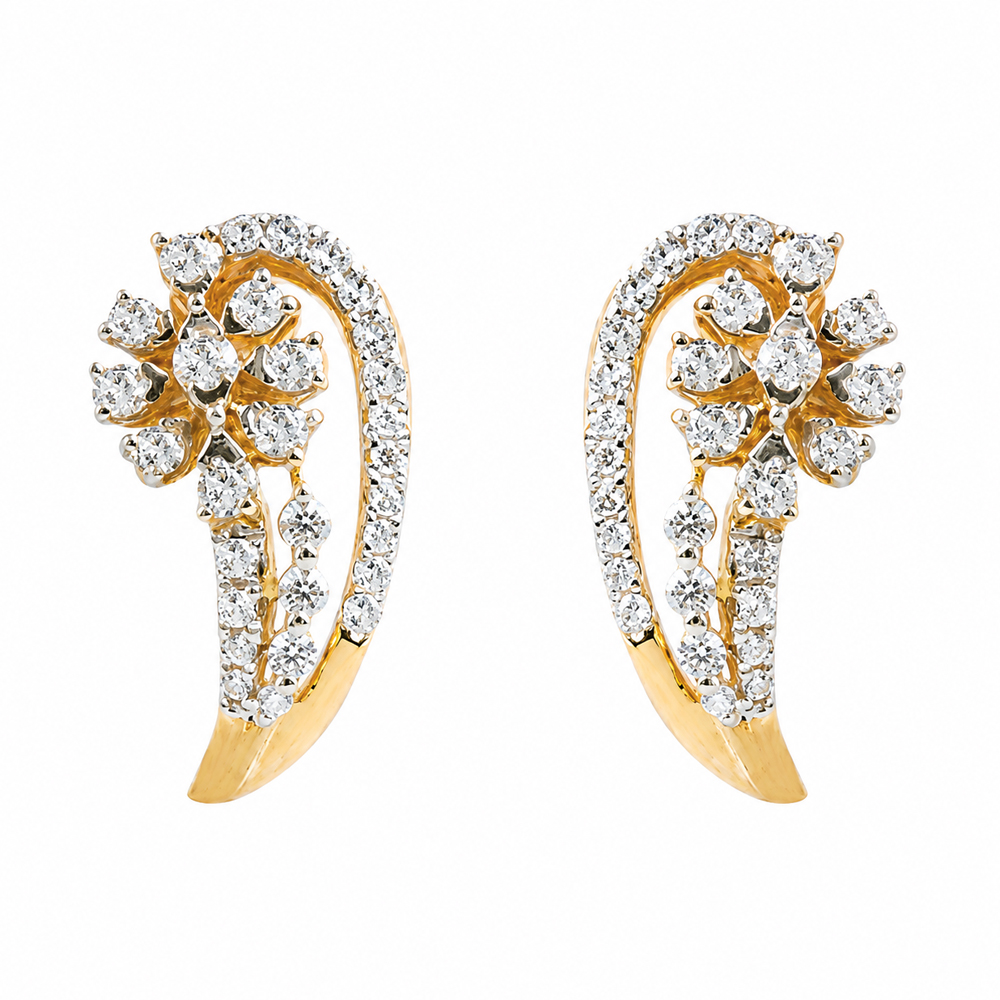 Elegant Floral Diamond Drop Earrings