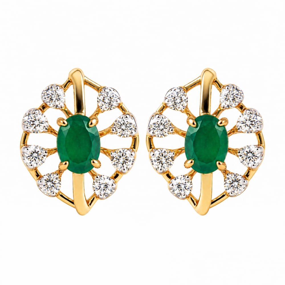 Elegant Diamond Floral Stud Earrings
