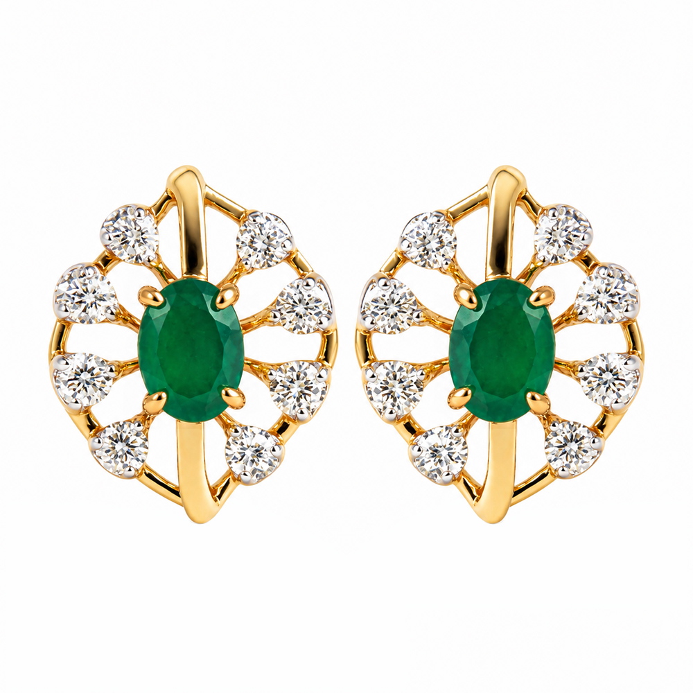 Elegant Diamond Floral Stud Earrings