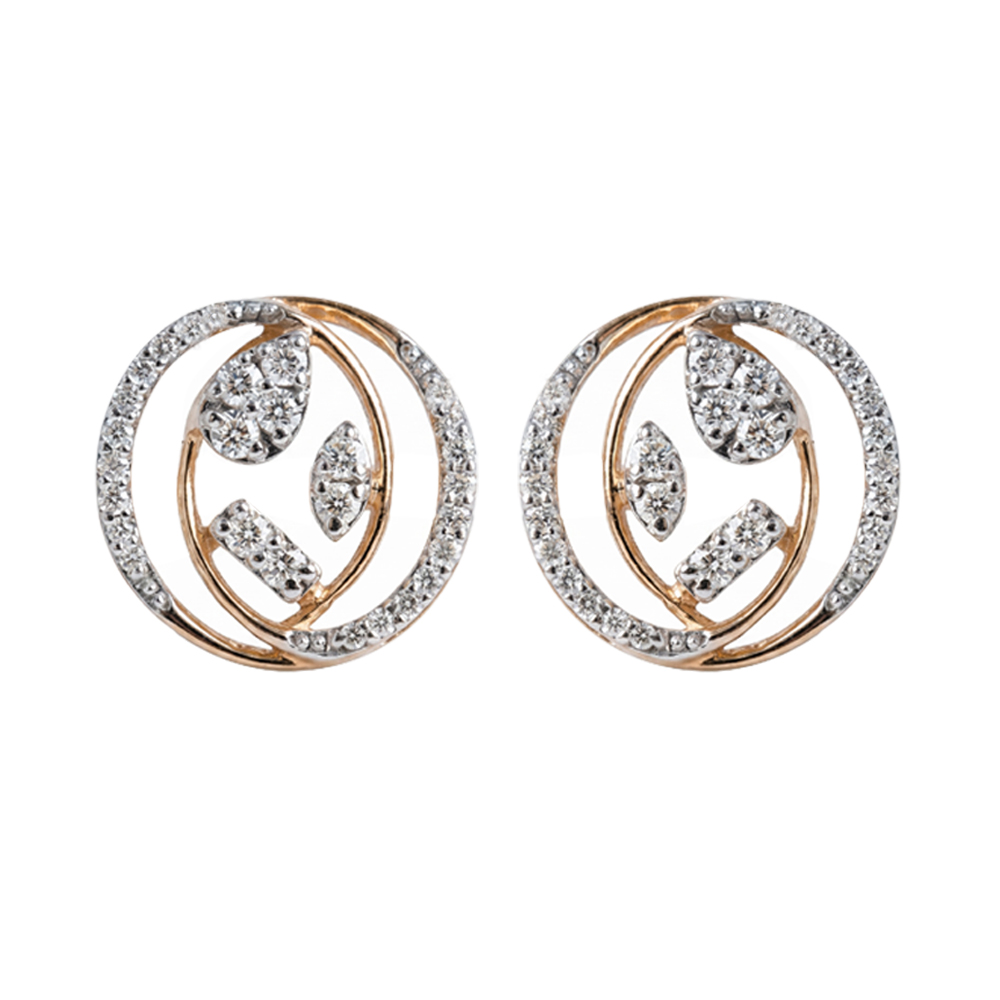 Elegant Diamond Circle Stud Earrings