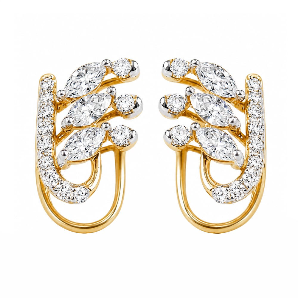 Golden Leaf Diamond Earrings