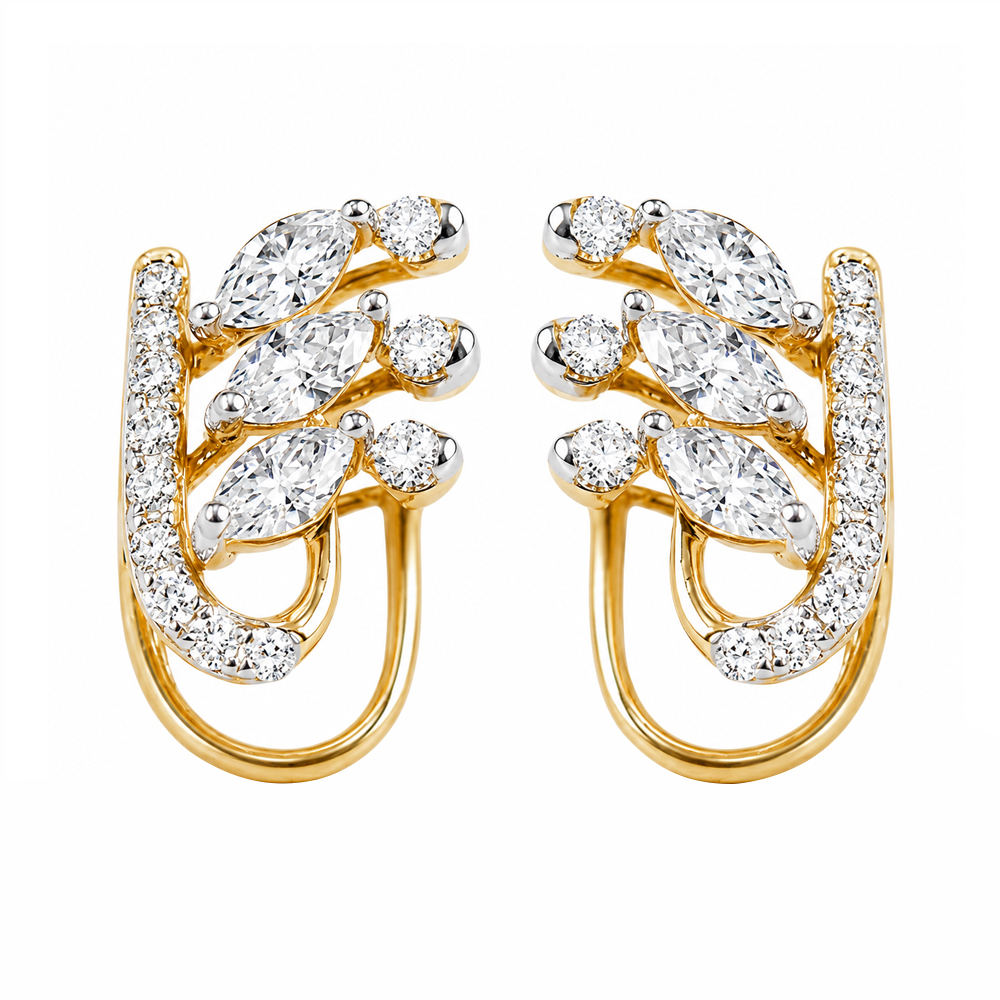 Golden Leaf Diamond Earrings