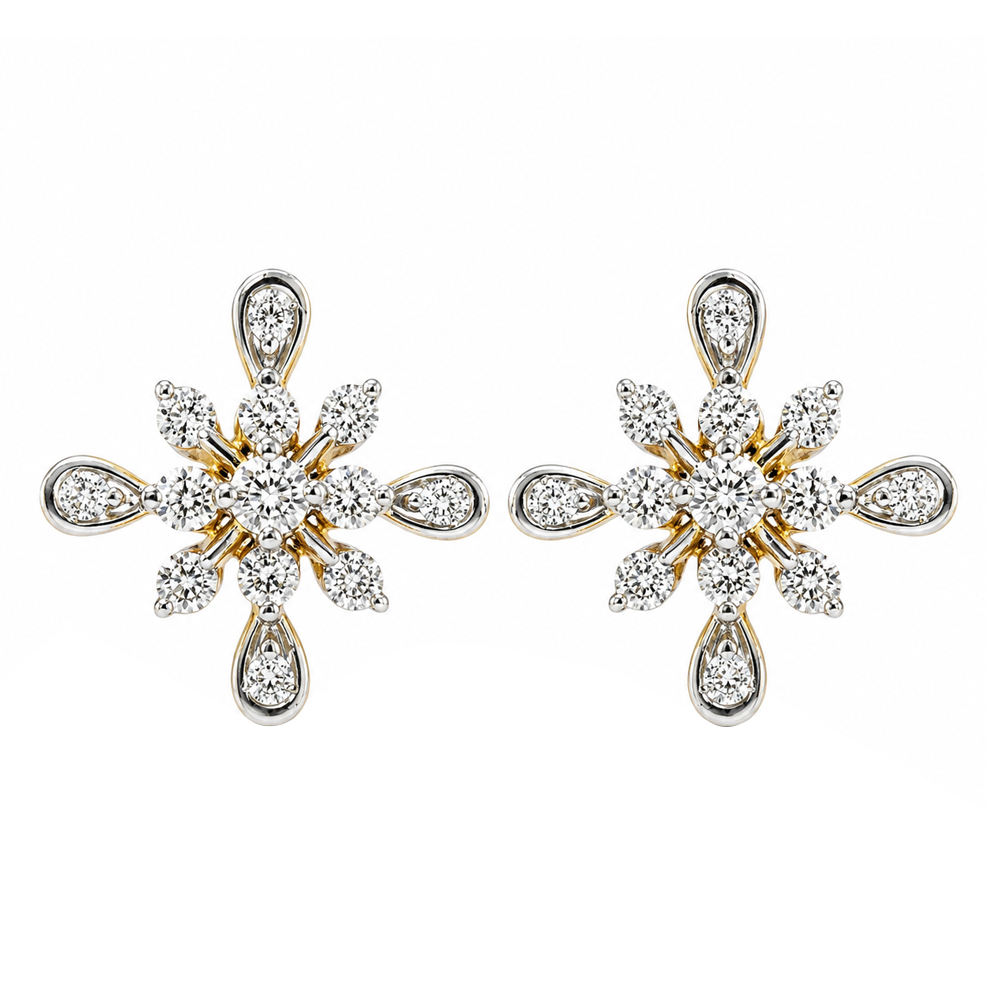 Floral Diamond Stud Earrings