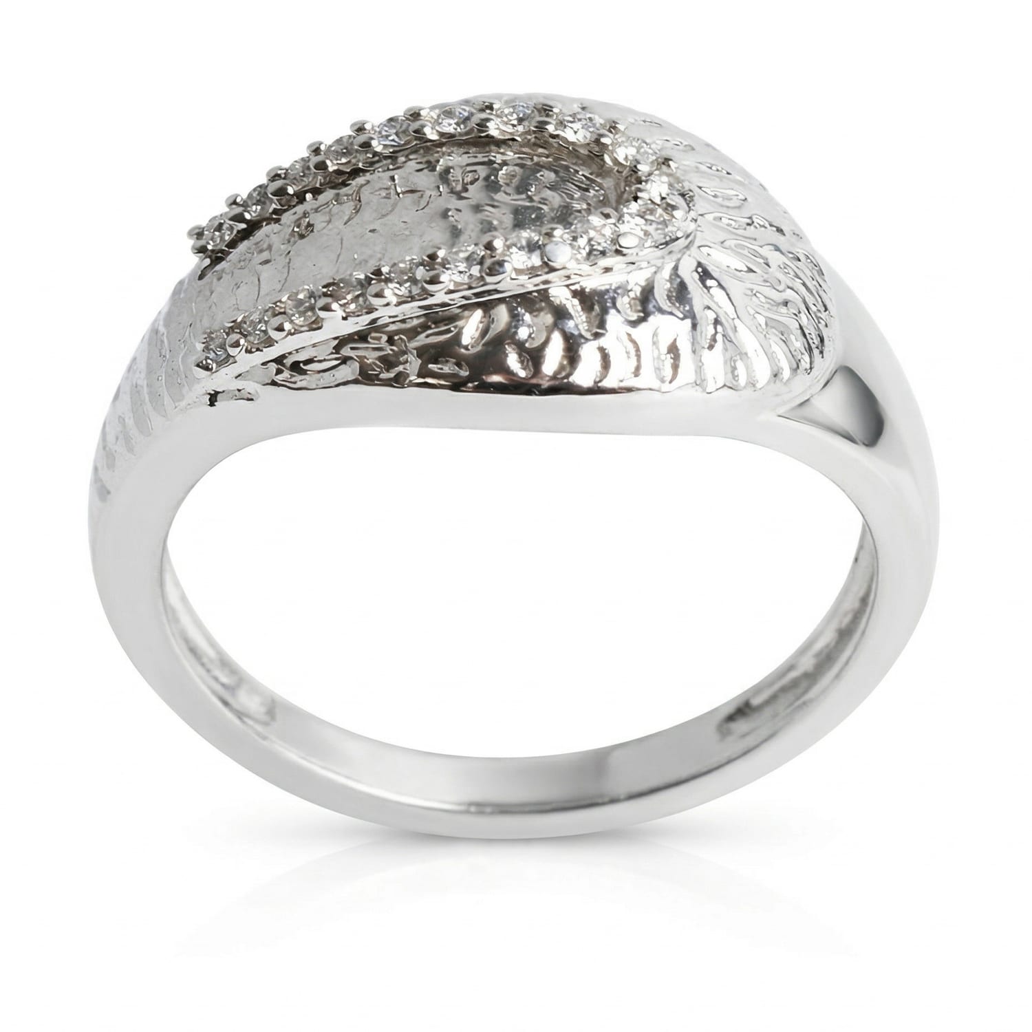 Shimmering Feather Diamond Ring