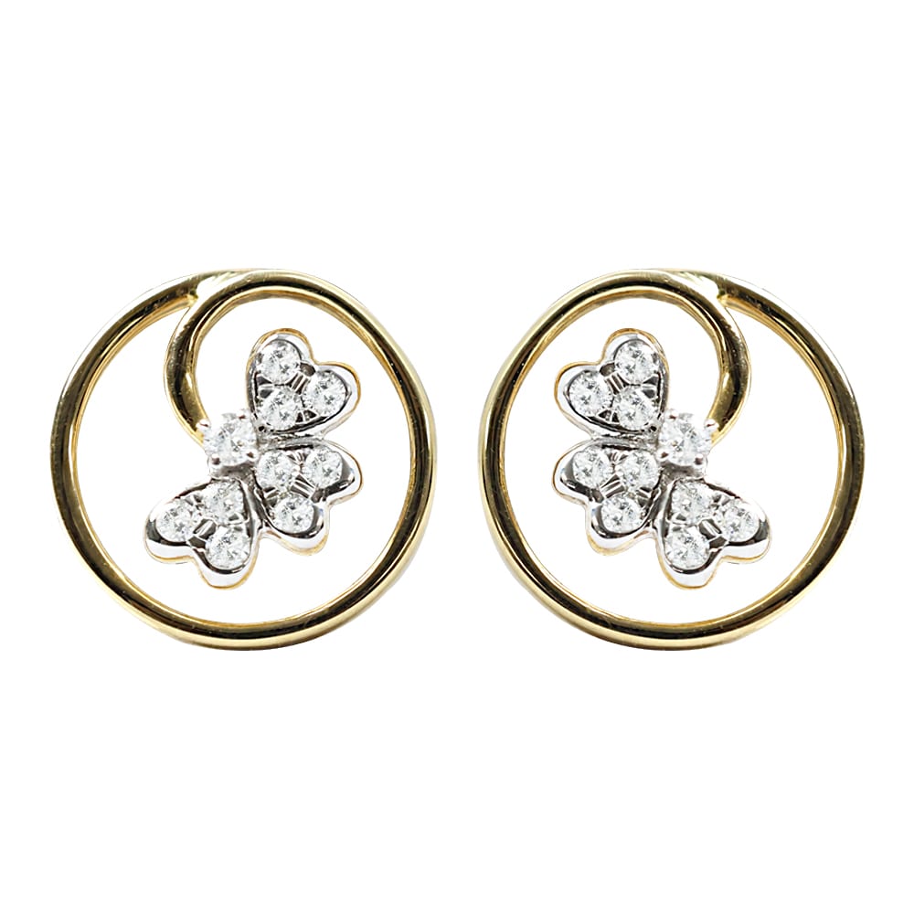 Diamond Floral Hoop Earrings